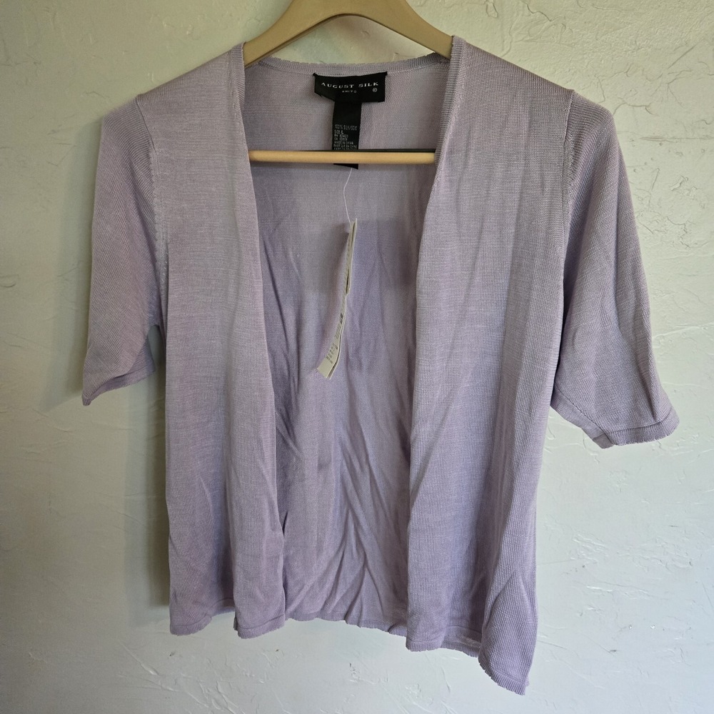August Silk 100%  Cardigan Womans Size L Periwinkle Lilac Whimsi Goth Fairy NWT